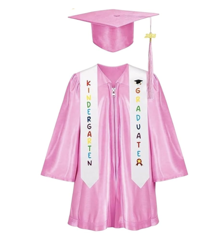 Pink shiny graduation gown