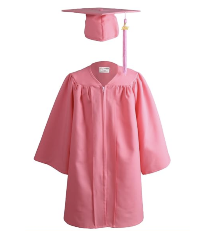 Pink mate graduation gown