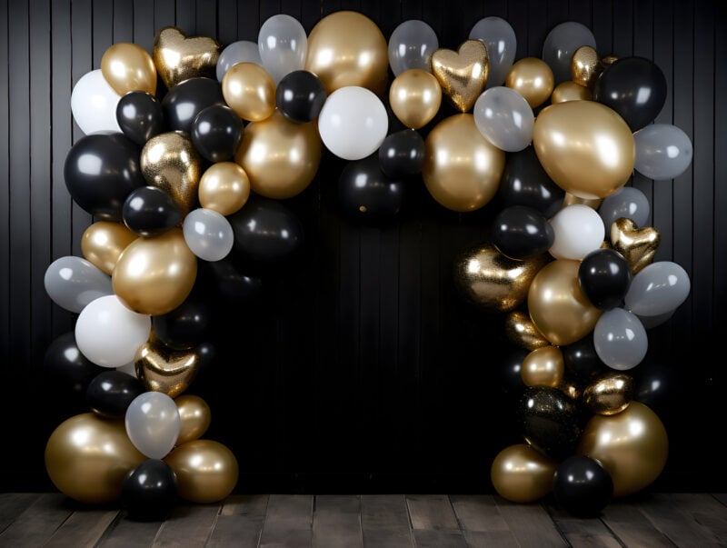 Black Gold Balloon Garland-13 custom cake smash theme