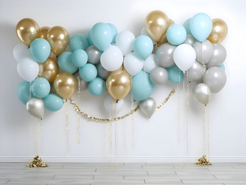 Blue Gold Balloon Garland-14 custom cake smash theme