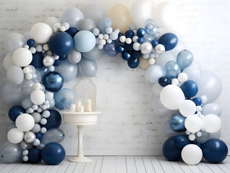 Indigo Blue and Silver Balloon Garland-11 custom cake smash theme