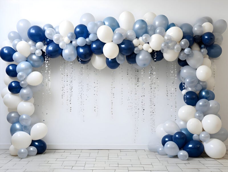 Indigo Blue and Silver Balloon Garland-12 custom cake smash theme
