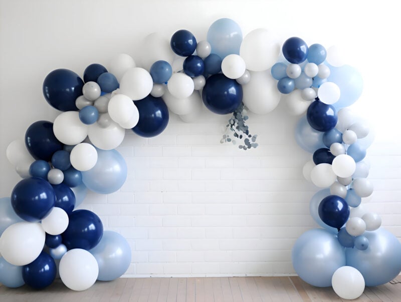 Indigo Blue and Silver Balloon Garland-16 custom cake smash theme