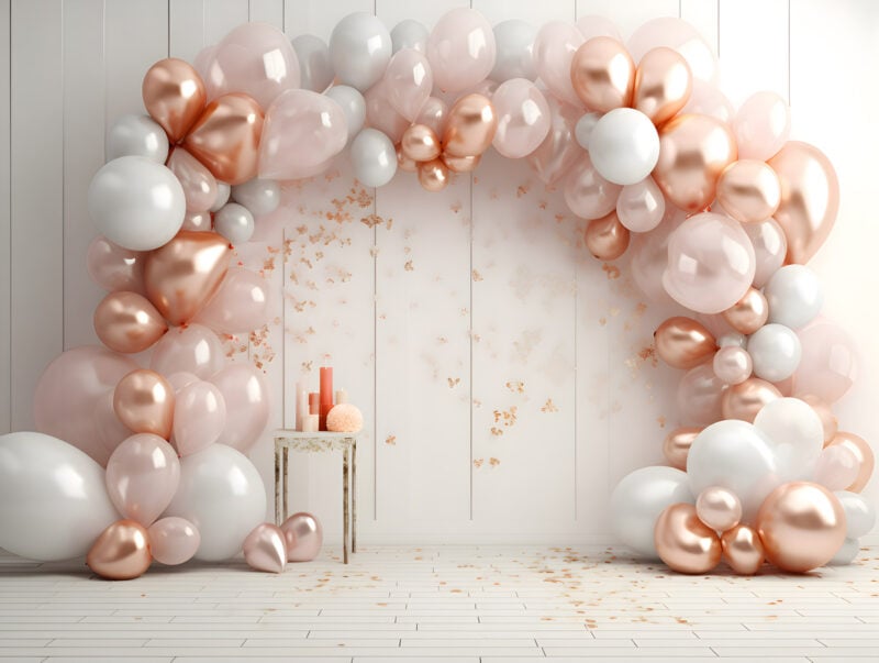 Peach Rose Gold Balloon Arch-14 custom cake smash theme
