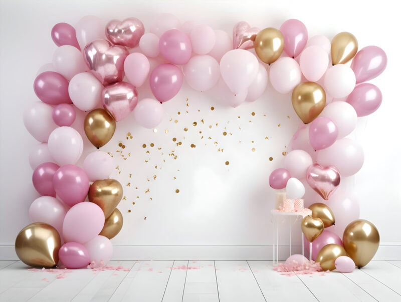 Pink Gold Balloon Garland-13 custom cake smash theme