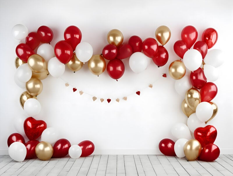 Red Gold Balloon Garland-5 custom cake smash theme